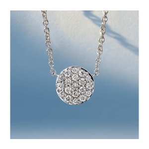 Mini Button Diamond Necklace in 14k White Gold, DEALMOON EXCLUSIVE!