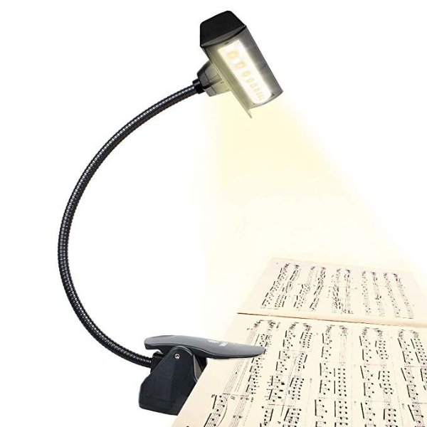 Professional Musician 3000K-6000K Super Bright 19 LED Music Stand Light, Clip On Orchestra Piano Lights, 9 Levels Dimmable Rechargeable. Perfect for Piano, Orchestra, Craft. USB Cord Incl.