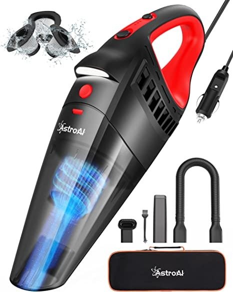 Car Vacuum, Car Accessories, Portable Handheld Vacuum Cleaner with 7500PA/12V High Power, LED Light and 16.4 Ft Cord, Car Cleaning Kit with 3 Filters for Daily Cleaning (AHVCJY801)