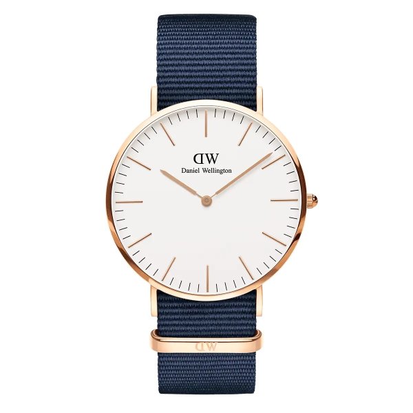 Bayswater - Men's watch in blue & rose gold 40mm | DW