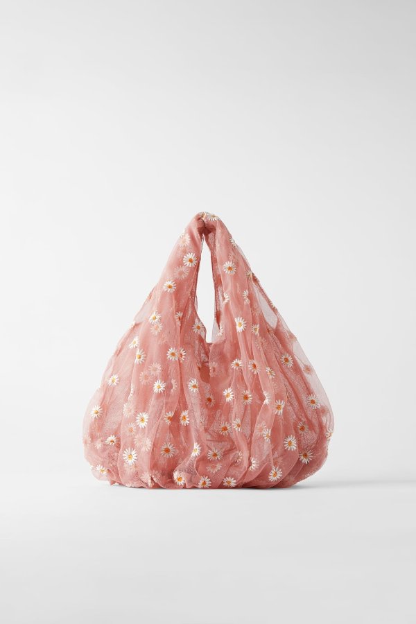 EMBROIDERED TULLE BUCKET BAG Details