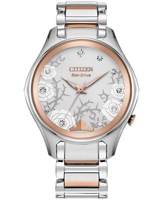 Eco-Drive Women's Aurora Diamond-Accent Two-Tone Stainless Steel Bracelet Watch 36mm