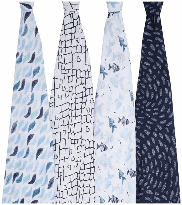 Classic Swaddle Wraps, 4 Pack - Gone Fishing