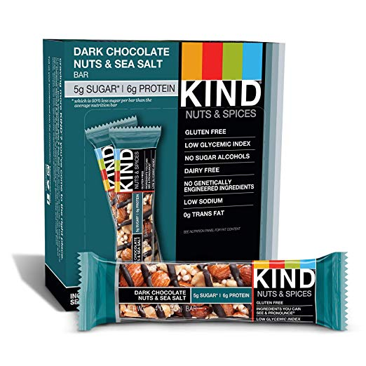 KIND Bars, Dark Chocolate Nuts & Sea Salt, Gluten Free, Low Sugar, 1.4oz, 12 Count
