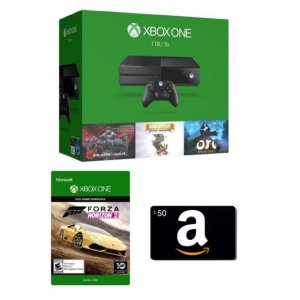 Xbox One 1TB 主机 - 3 游戏 + Amazon.com $50 礼品卡 +极限竞速2