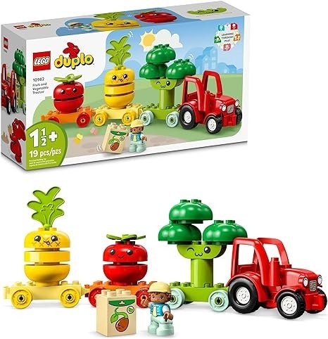 DUPLO My First Fruit and Vegetable Tractor Toy 10982, Stacking and Color Sorting Toys for Babies and Toddlers Ages 1 .5-3 Years Old, Educational Early Learning Set