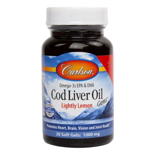 Carlson Cod Liver Oil Gems, Omega-3s, EPA & DHA - 30 Soft Gels