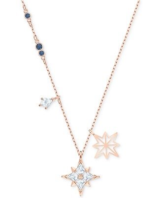 Rose Gold-Tone Crystal Star Pendant Necklace, 14-7/8" + 2" extender