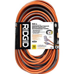 RIDGID 50 ft. 12/3 Tri-Tap Outdoor Extension Cord