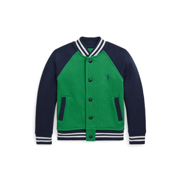 Color-Blocked Fleece Baseball Jacket