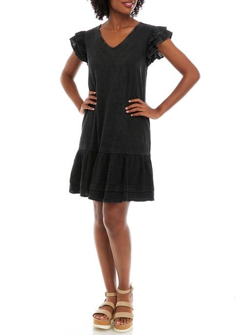 Women's Short Ruffle Sleeve Mini Dress