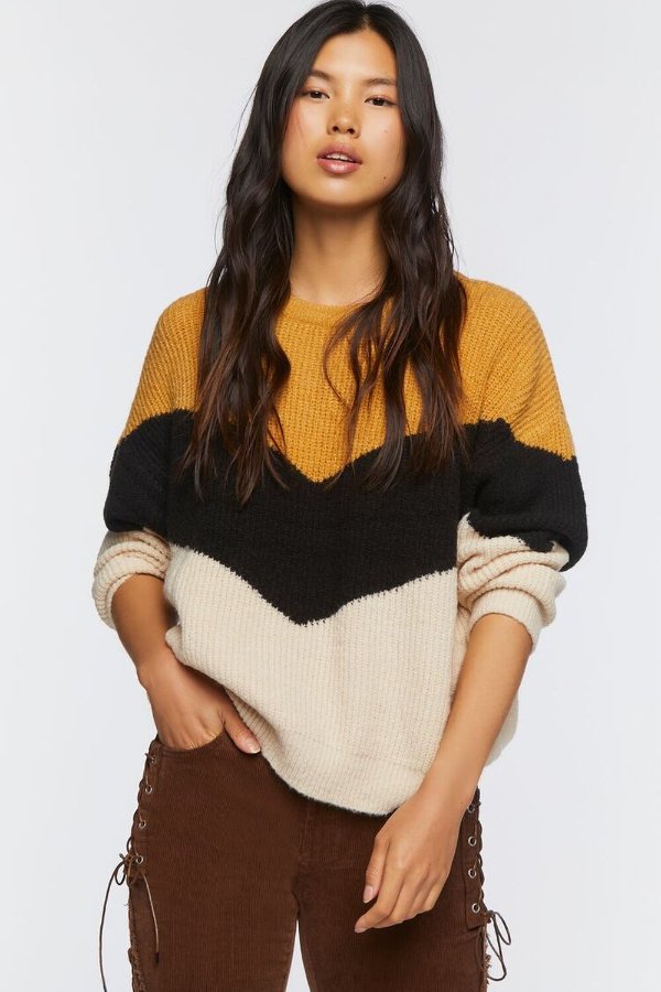 Colorblock Chevron Sweater