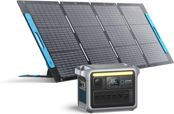 SOLIX C1000 Portable Power Station with 200W Solar Panel, 1800W Solar Generator, 1056wh LFP (LiFePO4) Battery, 6 AC Outlets, Up to 2400W for Home, Power Outages, and Outdoor Camping
