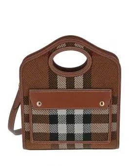 Mini Knitted Check and Leather Pocket Bag