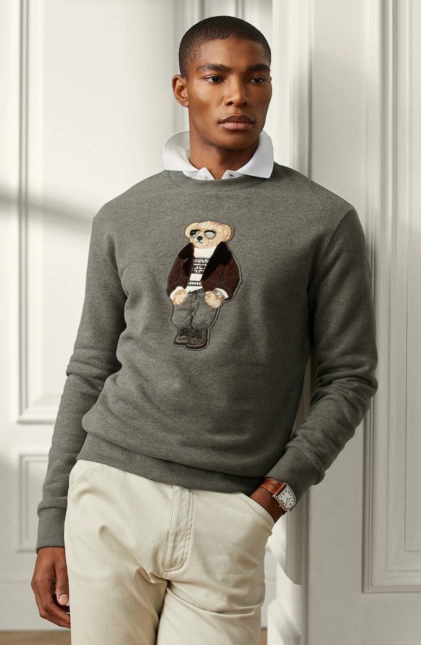 Polo Bear Applique Fleece Sweatshirt