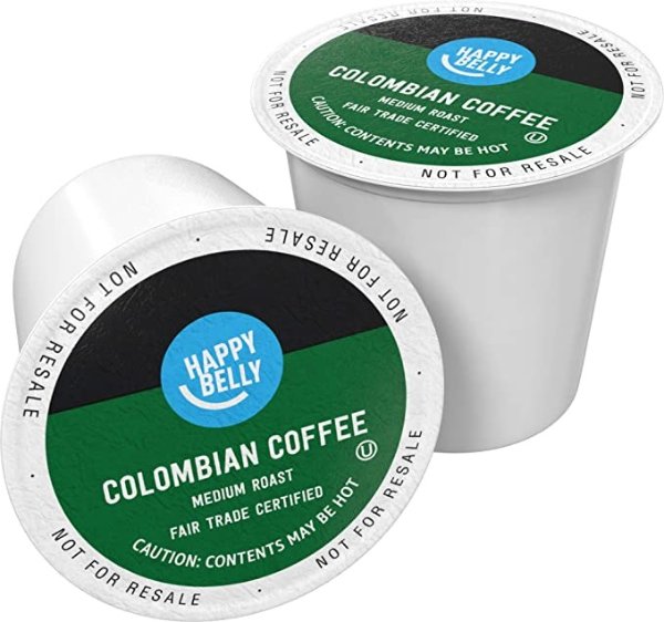 Amazon Brand - 24 Ct.Happy Belly Medium Roast Coffee Pods, Columbian, Compatible with Keurig 2.0 K-Cup Brewers