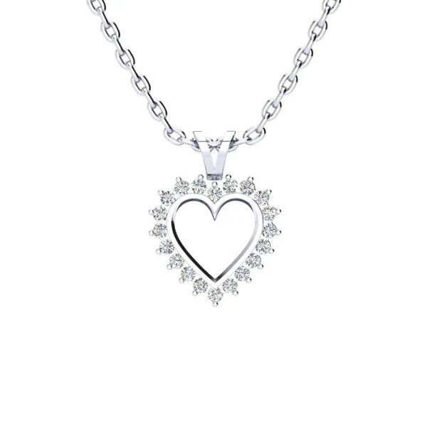 1/4 Carat Classic Diamond Heart Necklace In 1.4 Karat White Gold™