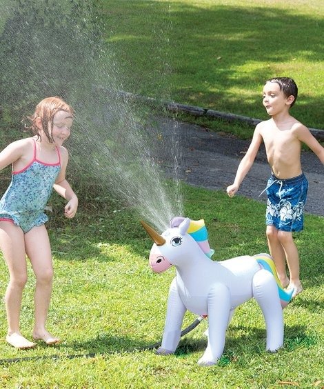 White & Blue Inflatable Unicorn Sprinkler