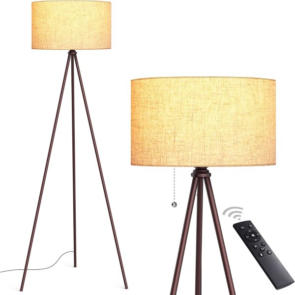 PAZZO Tripod Floor Lamp, Upgraded Large Lamp Shade, Modern Floor Lamp with 4 Color