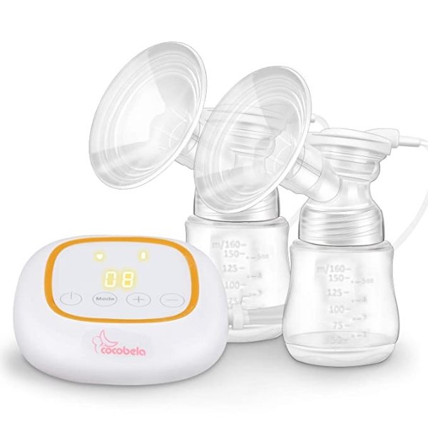 Electric Breast Pump, Double Portable Breast Feeding Pumps with LED Display Touch Screen, Ultra-Quiet Rechargeable for Travel&Home