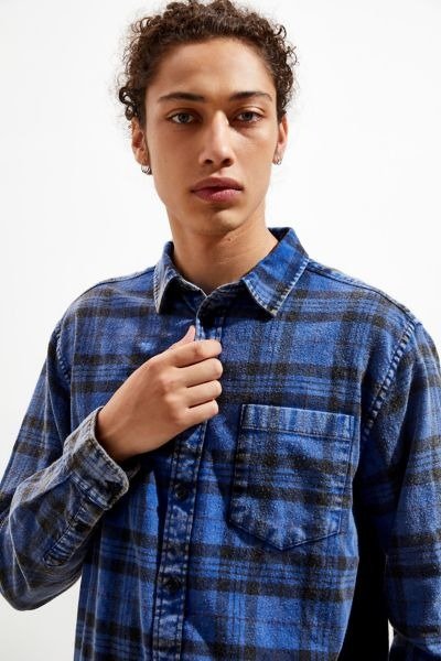 UO Overdyed Flannel Button-Down Shirt