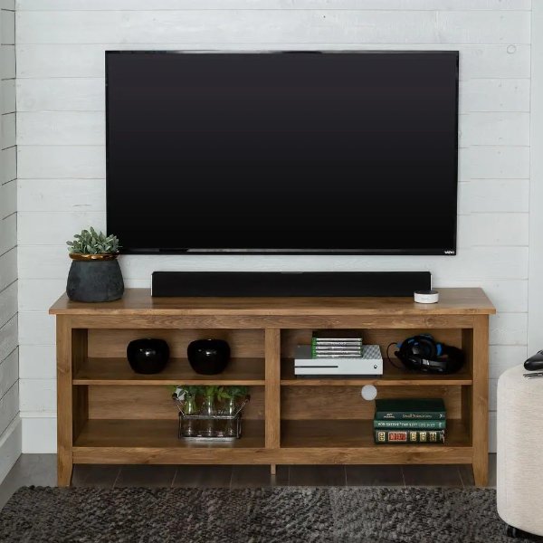 Columbus 58 in. Barnwood MDF TV Stand 60 in. with Adjustable Shelves