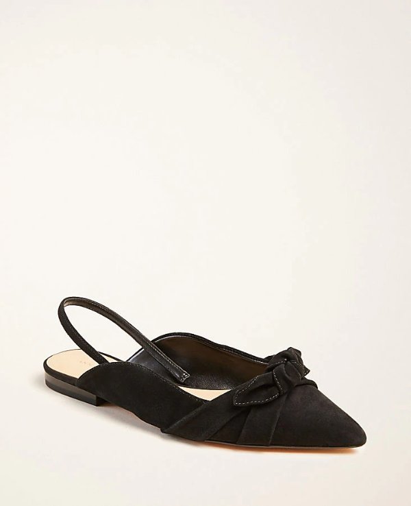 Hermione Suede Bow Slingback Flats | Ann Taylor