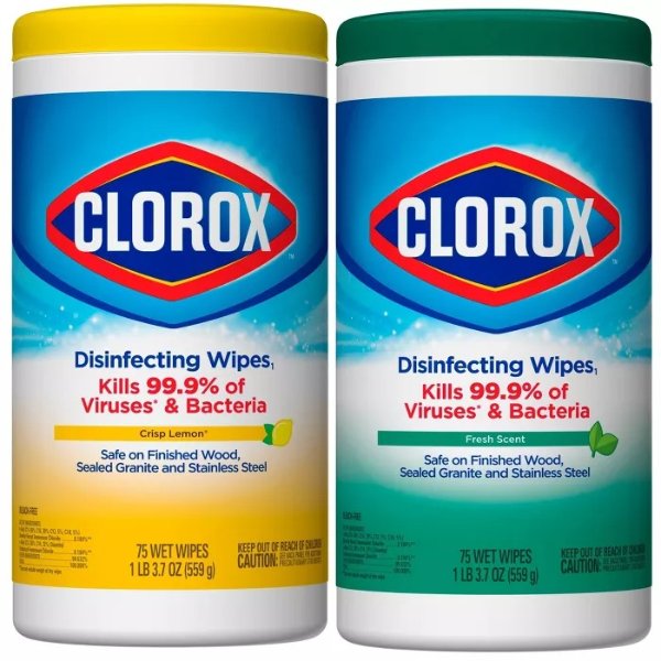 Clorox Disinfecting Wipes Value Pack Bleach Free Cleaning Wipes - 75ct Each/2pk