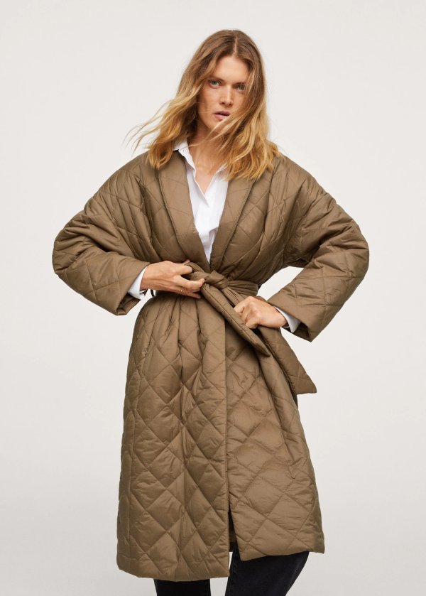 Belt quilted coat - Women | Mango USA