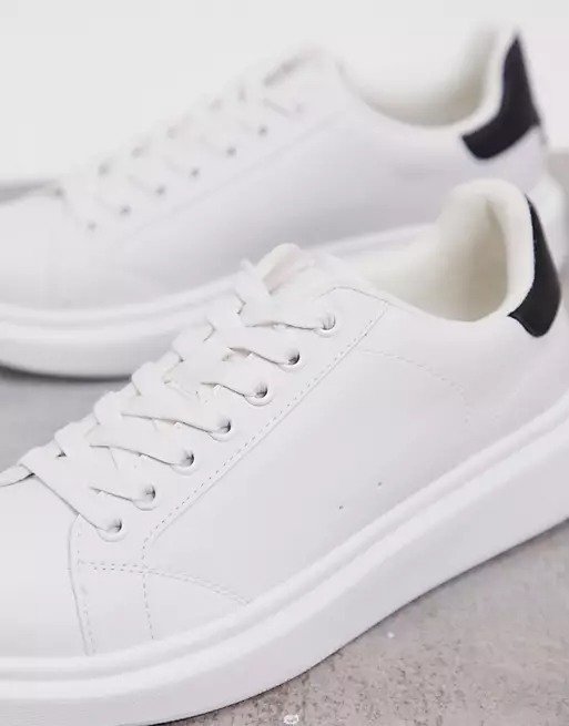 flatform sneakers with black back tab in white 