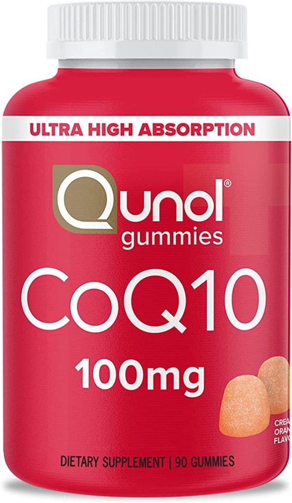 CoQ10 Gummies, Qunol CoQ10 100mg, Delicious Gummy Supplements, Coenzyme Q10 Helps Support Heart Health, Vegan, Gluten Free, Ultra High Absorption - 90 Count