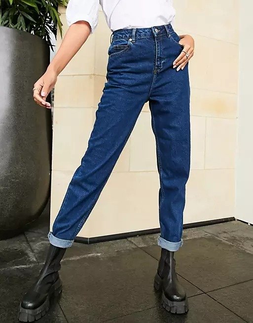 ASOS DESIGN Tall high rise original mom jeans in dark wash