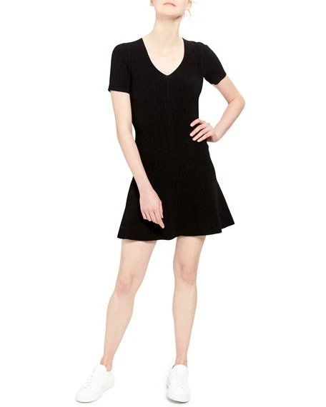 Short-Sleeve Mini Fit-&-Flare Dress