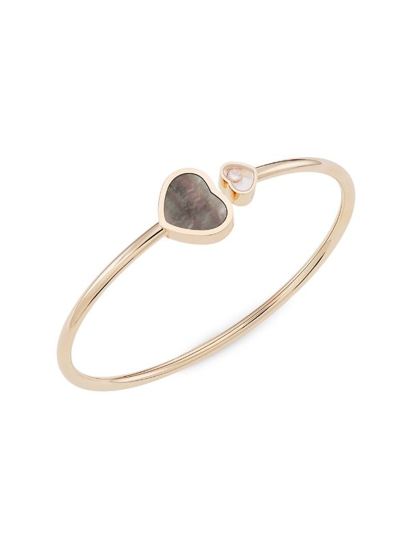 Happy Hearts 18K Rose Gold, Diamond & Mother-Of-Pearl Bangle