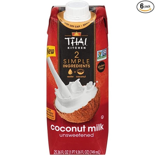 Kitchen Unsweetened Coconut Milk, 25.36 fl oz (Pack of 6)