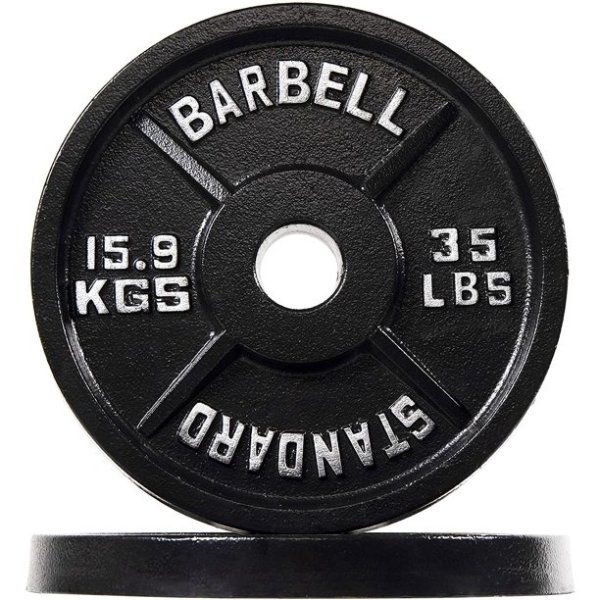  Classic Cast Iron Weight Plates for Strength Training, 2-Inch, 35-Pound, Pair