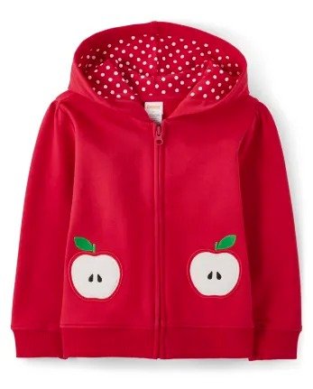 Girls Long Sleeve Embroidered Apple Zip Up Hoodie - Head of the Class | Gymboree - ROYAL RED