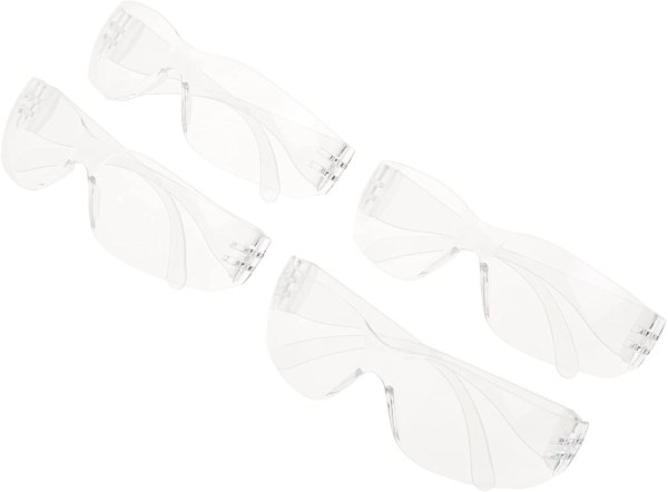 Safety Eyewear with Scratch Anti-Scratch Lens, Clear with Clear Lens, 4-Pack