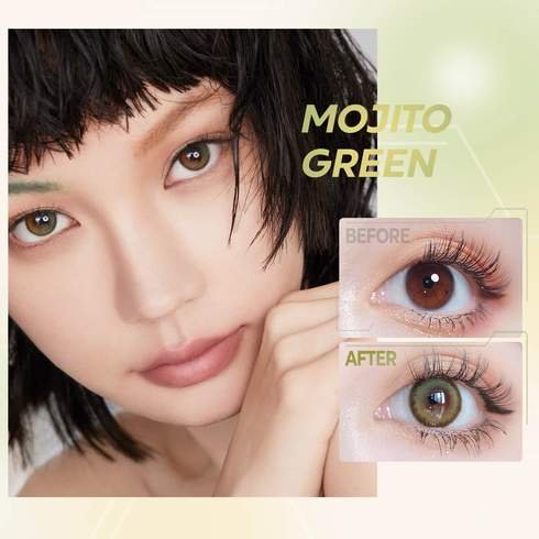 Mojito Green Color Contacts Half-Year AB-Side Reusable
