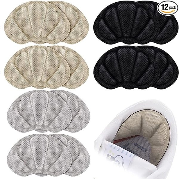 6 Pairs Hsathoac Back Of Heel Cushion Inserts, Soft Mesh Heel Grips Pads for Loose Shoe Big Shoe, Reusable Heel Protectors Guards Liners For Women Men Preventing Blisters, Improve Shoe Fit and Comfort