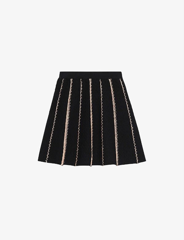 Intrigue striped high-rise woven mini skirt