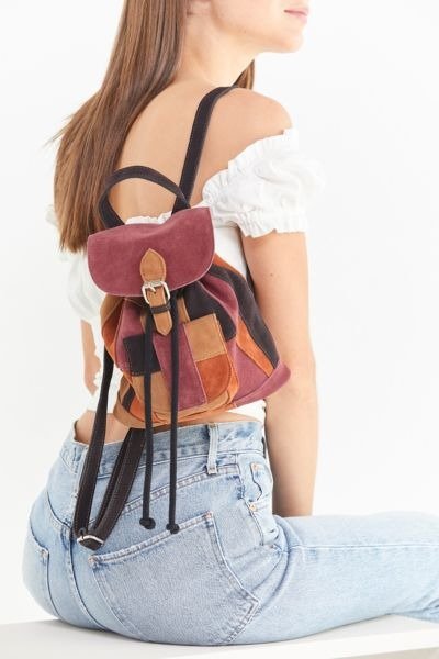 Suede Patchwork Mini Backpack