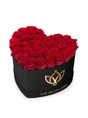 - Love Box Collection Roses in Black Heart Box