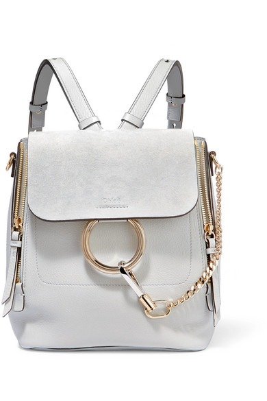 Faye small textured-leather and suede backpack