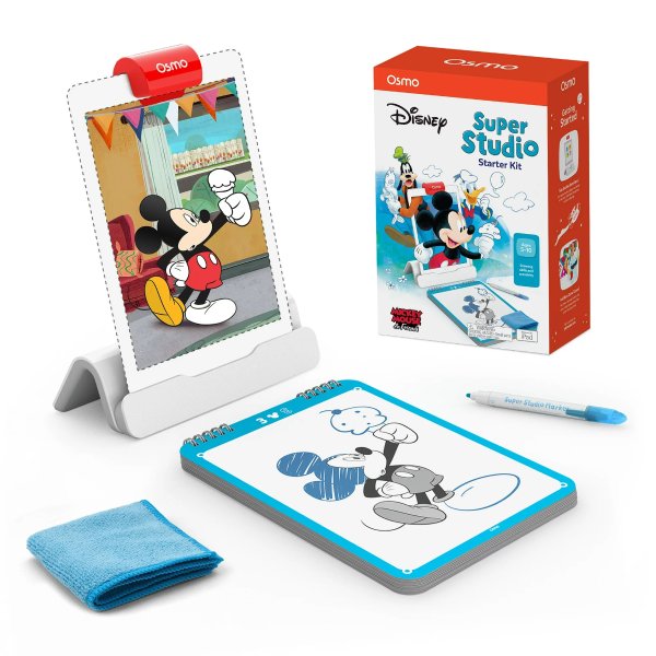 - Super Studio Disney Mickey Mouse & Friends Starter Kit - Age 6-12 - Learn Disney Drawings, 100+ Cartoon Drawings, Erasable Drawing Board, Sketchbook, Drawing Pad, Art Sets, STEM Educational Toy