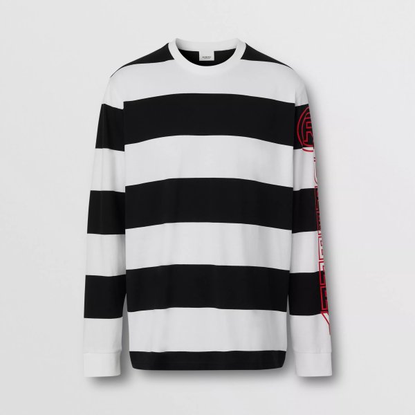 Long-sleeve Striped Cotton Oversized Top