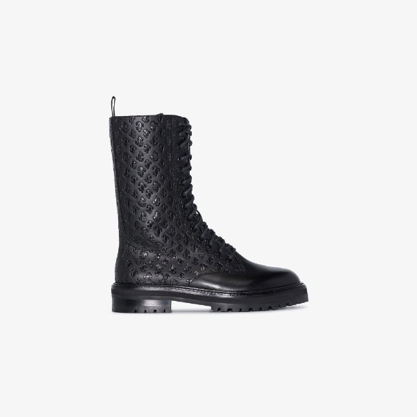 black Cora monogram leather boots | Browns