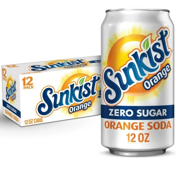 Zero Sugar Orange Soda, 12 fl oz cans, 12 pack
