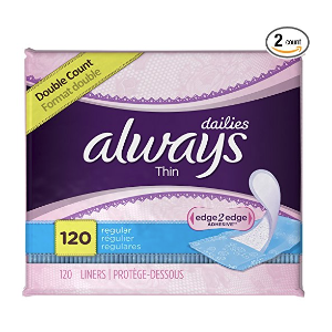 Always Thin Dailies Unscented Wrapped Liners, Regular @ Amazon.com