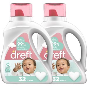 DreftStage 2: Active Hypoallergenic Liquid Baby Laundry Detergent for Baby, Newborn, or Infant, 50 Ounces(32 Loads), 2 Count (Packaging May Vary)